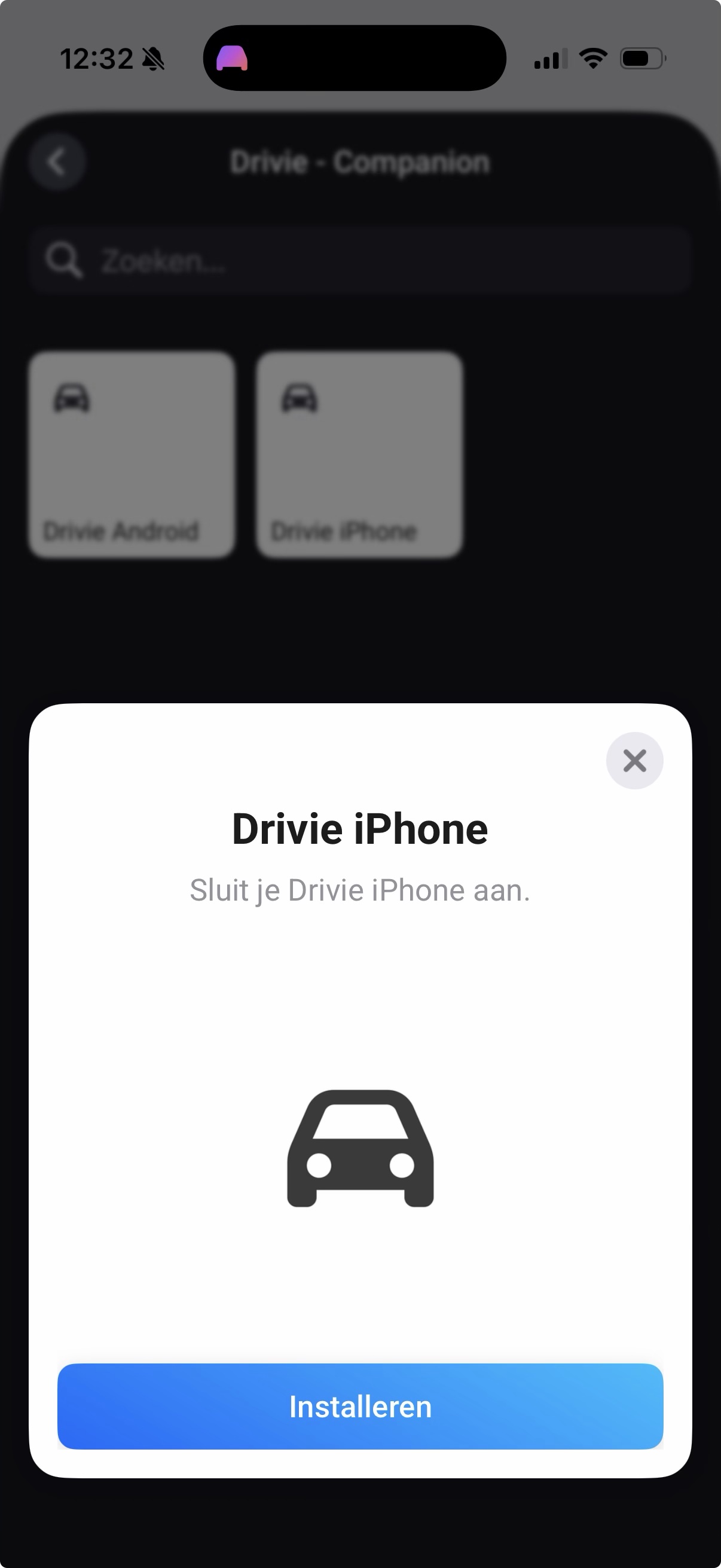 Bevestigingsscherm bij het koppelen van een iPhone