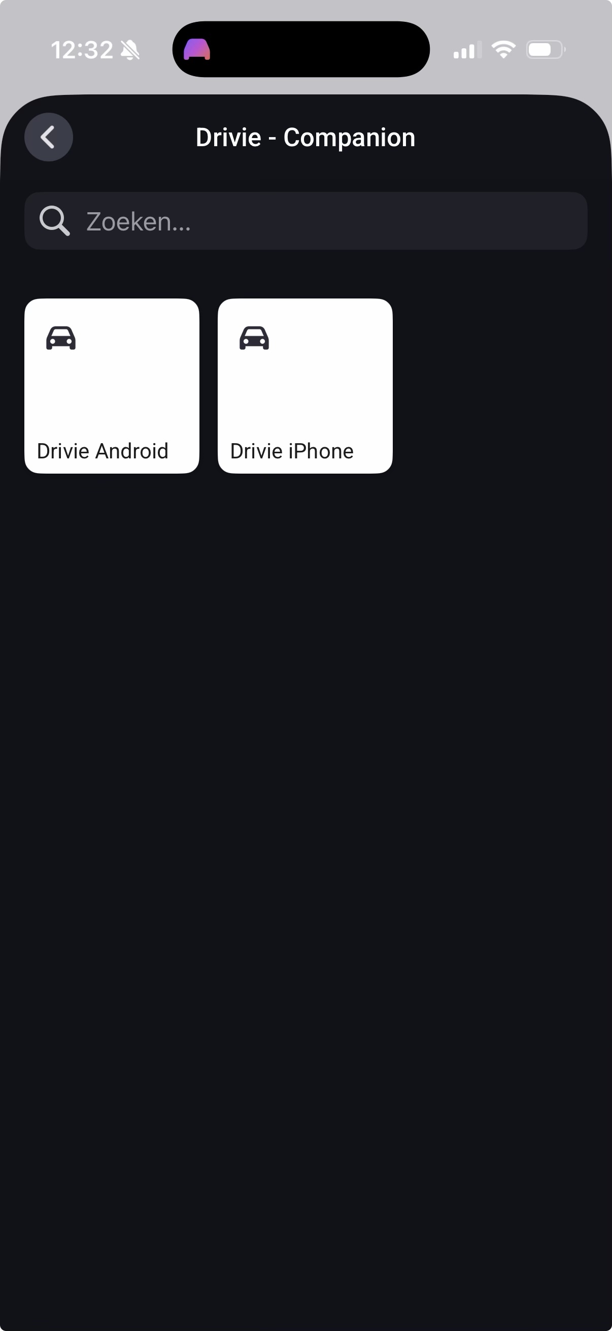 Kiezen tussen Drivie Android en Drivie iPhone om een telefoon te koppelen