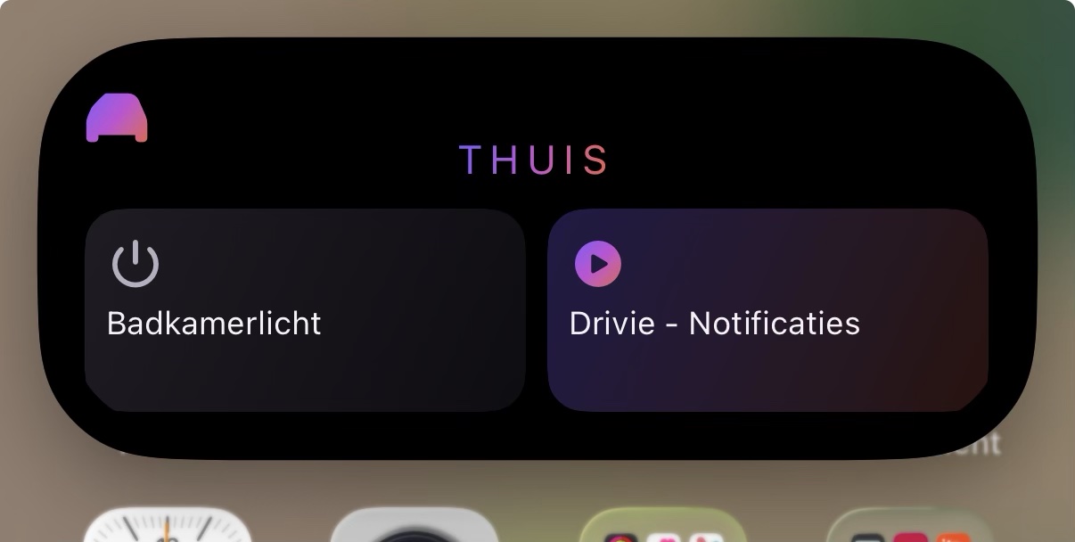 De widget in donkere weergave